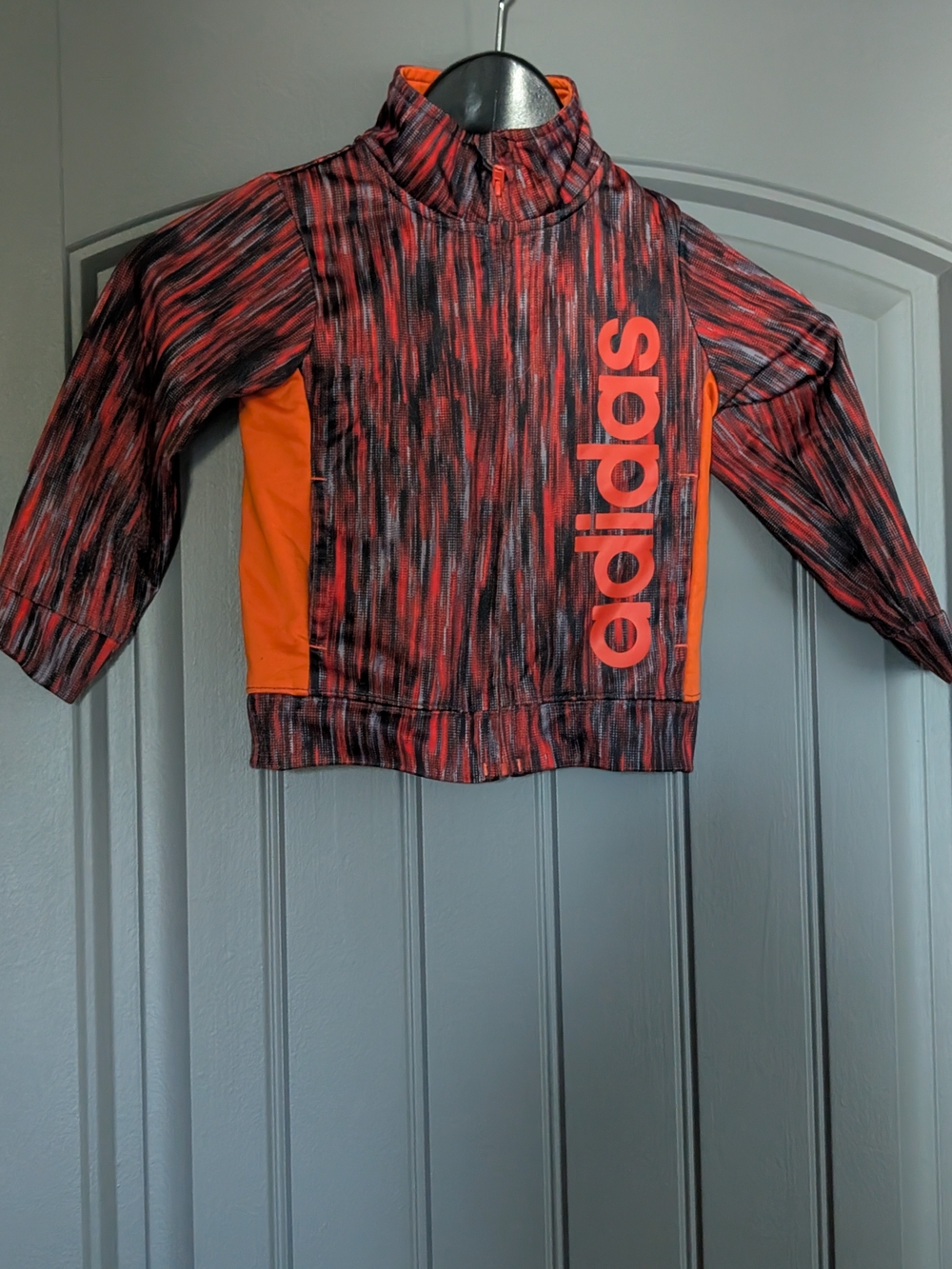adidas Kids Orange and Black Patterned Long-Sleeve Swim Rashguard